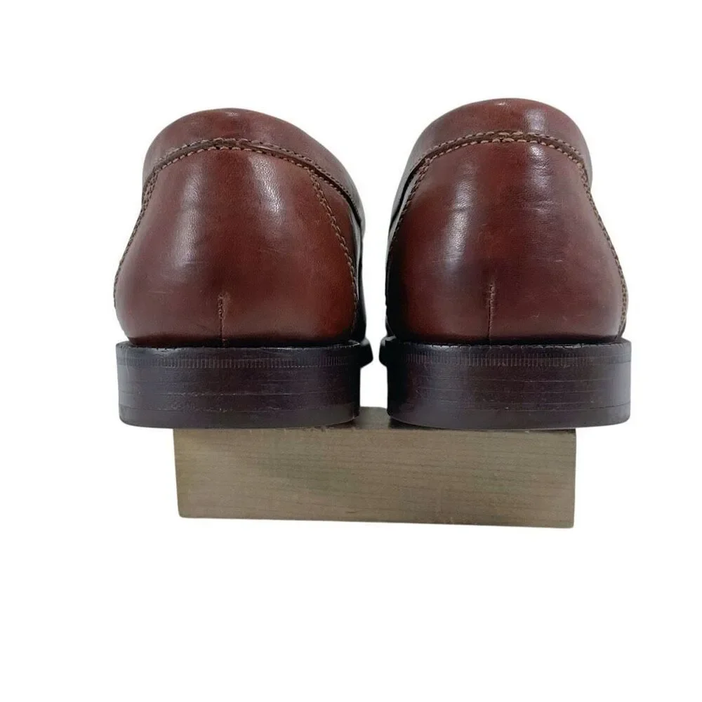 Cole Haan Douglas Brown Distressed Leather Penny Loafers Mens Size 7.5